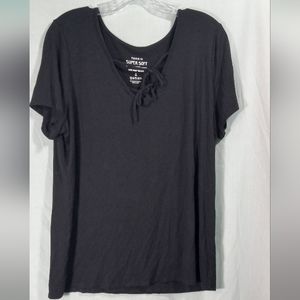 Torrid Super Soft Knits Black Short Sleeve V-neck Tee- Size 1X